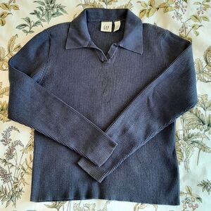 GAP Dark Blue Ribbed Knit Top Medium